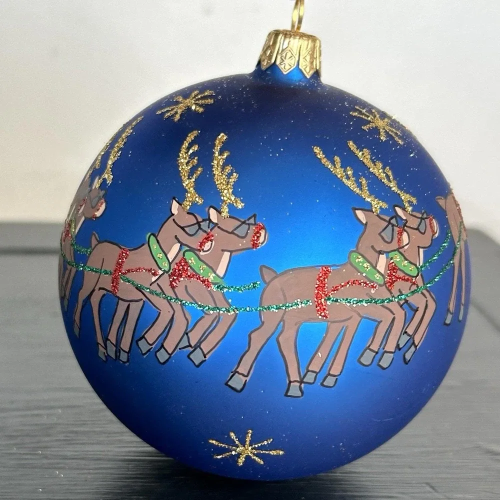 VTG Tori Richard Santa Joy Ride Ornament Christmas Holiday Boxed Handmade 3.5 In